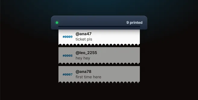 Ticket Printer running in Tream’s demo mode