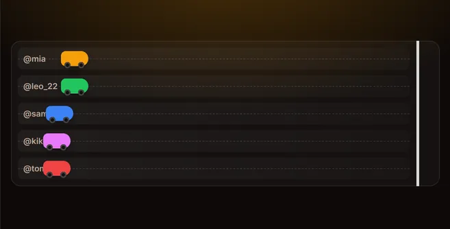 Nitro Race running in Tream’s demo mode
