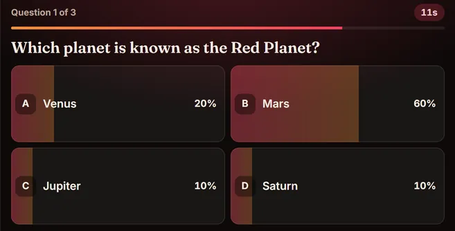 Live Trivia running in Tream’s demo mode