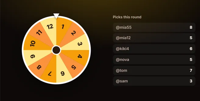 Lucky Wheel running in Tream’s demo mode