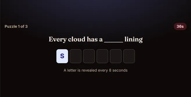 Word Puzzle running in Tream’s demo mode